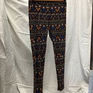 LuLaRoe Black and Cream Leggings Geometric Pattern